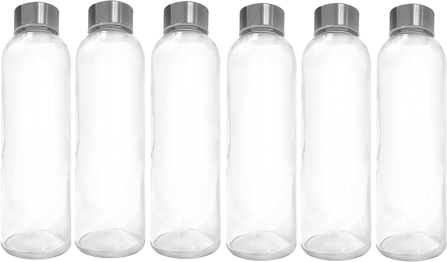 Ewei's Homeware 6 Pack - 18oz Leak-Proof Juice Containers, Glass Water Beverage Bottles